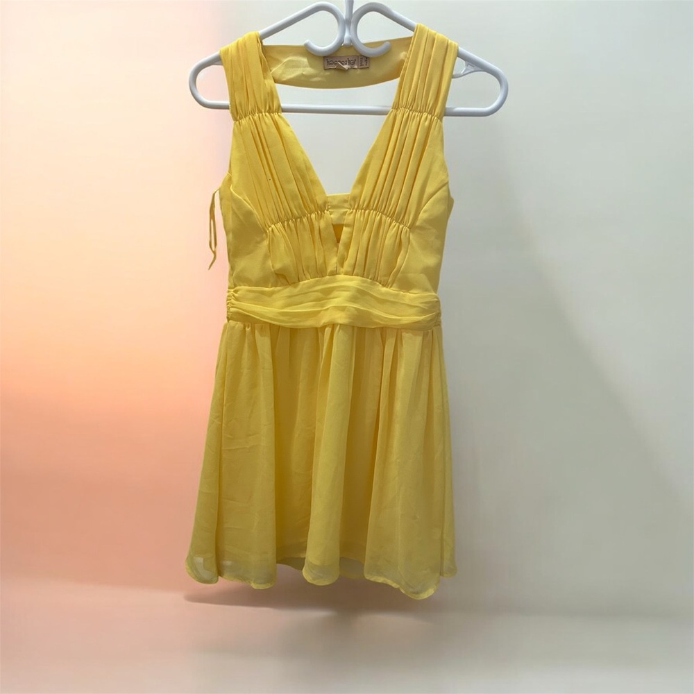 KEEPSAKE the Label Yellow Backless V-Neck Chiffon Dress